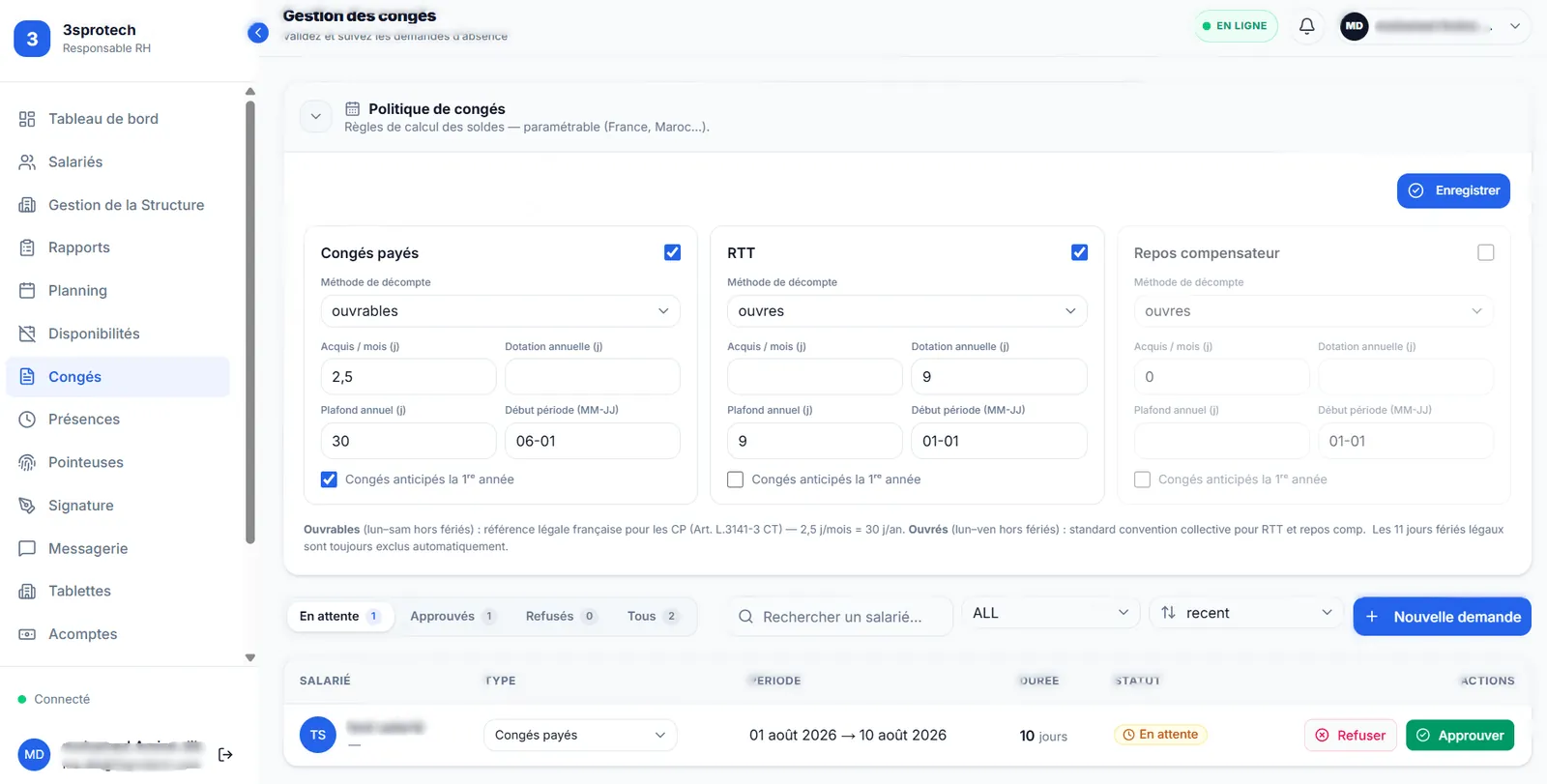 Gestion des congés RH Manager